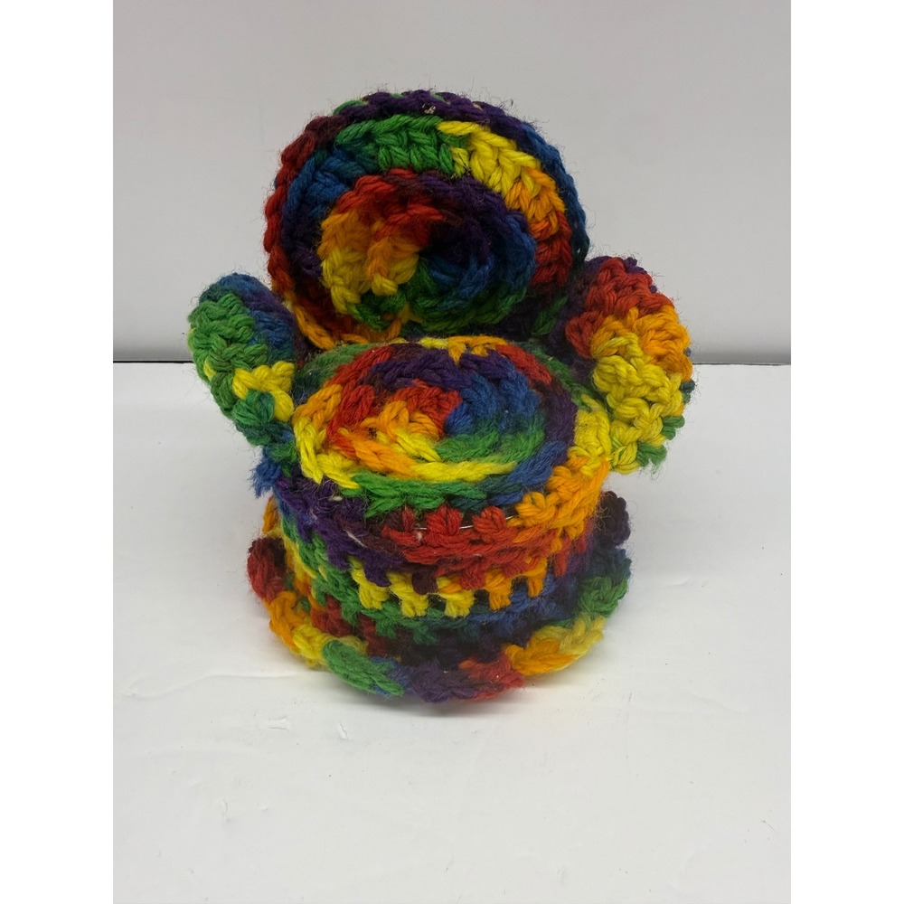 Handmade Crochet Rainbow Armchair Pin Cushion Miniature Decorative Fiber Art